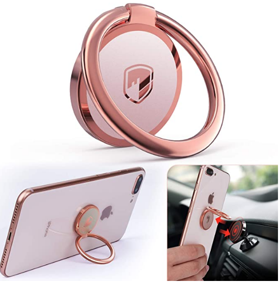 Phone Ring Holder Finger Kickstand - FITFORT 360° Rotation Metal Ring Grip for M...